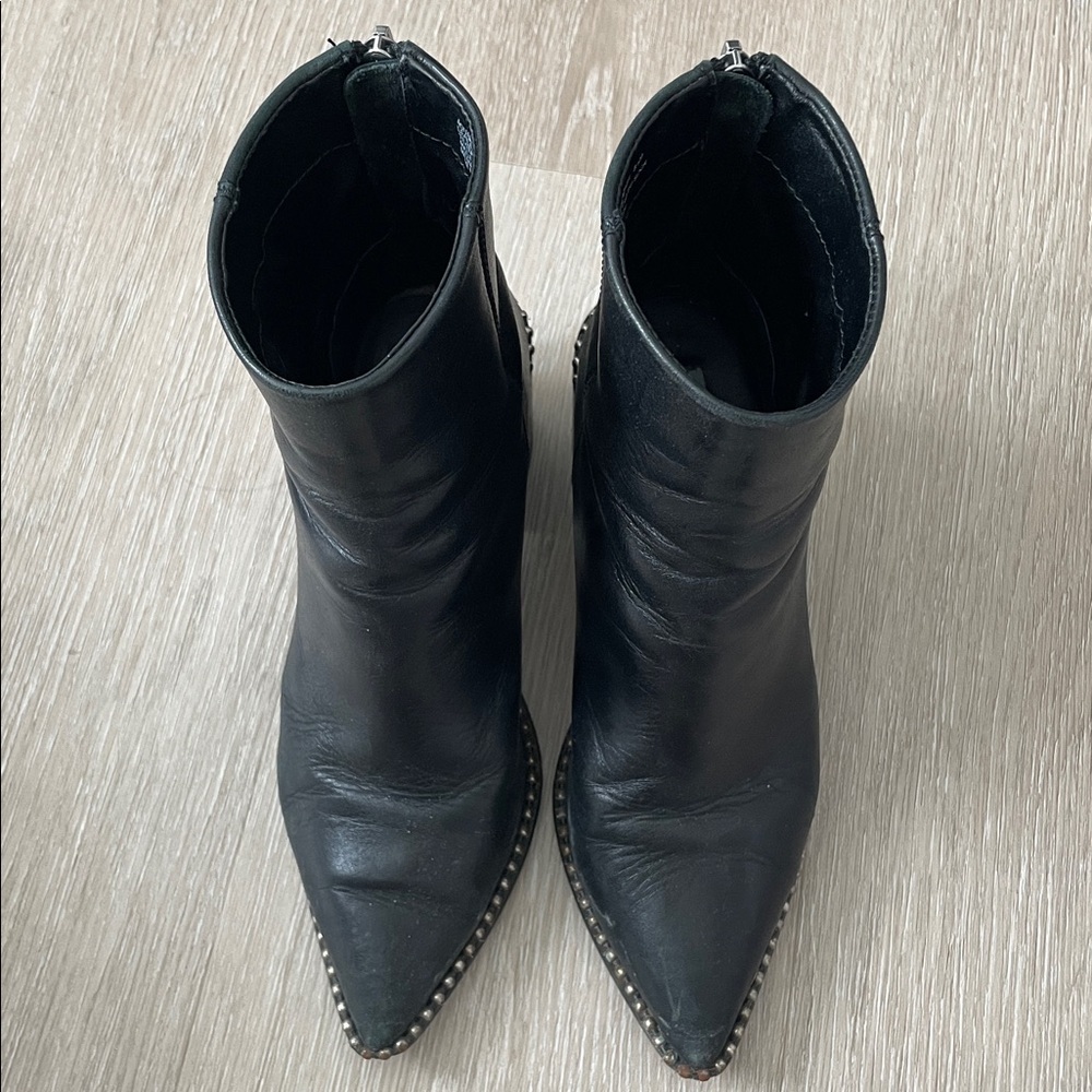 Steve Madden Black Pointed Toe Studded Ankle Boots - Picture 3 of 5